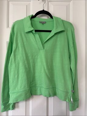 Talbots UPF 50+ Light Green Collared Pullover Top M